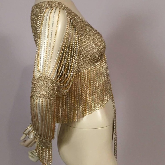 Hand Crocheted Lurex and Metal Chain Cardigan Tina Turner 1970 - Picture 8 of 8